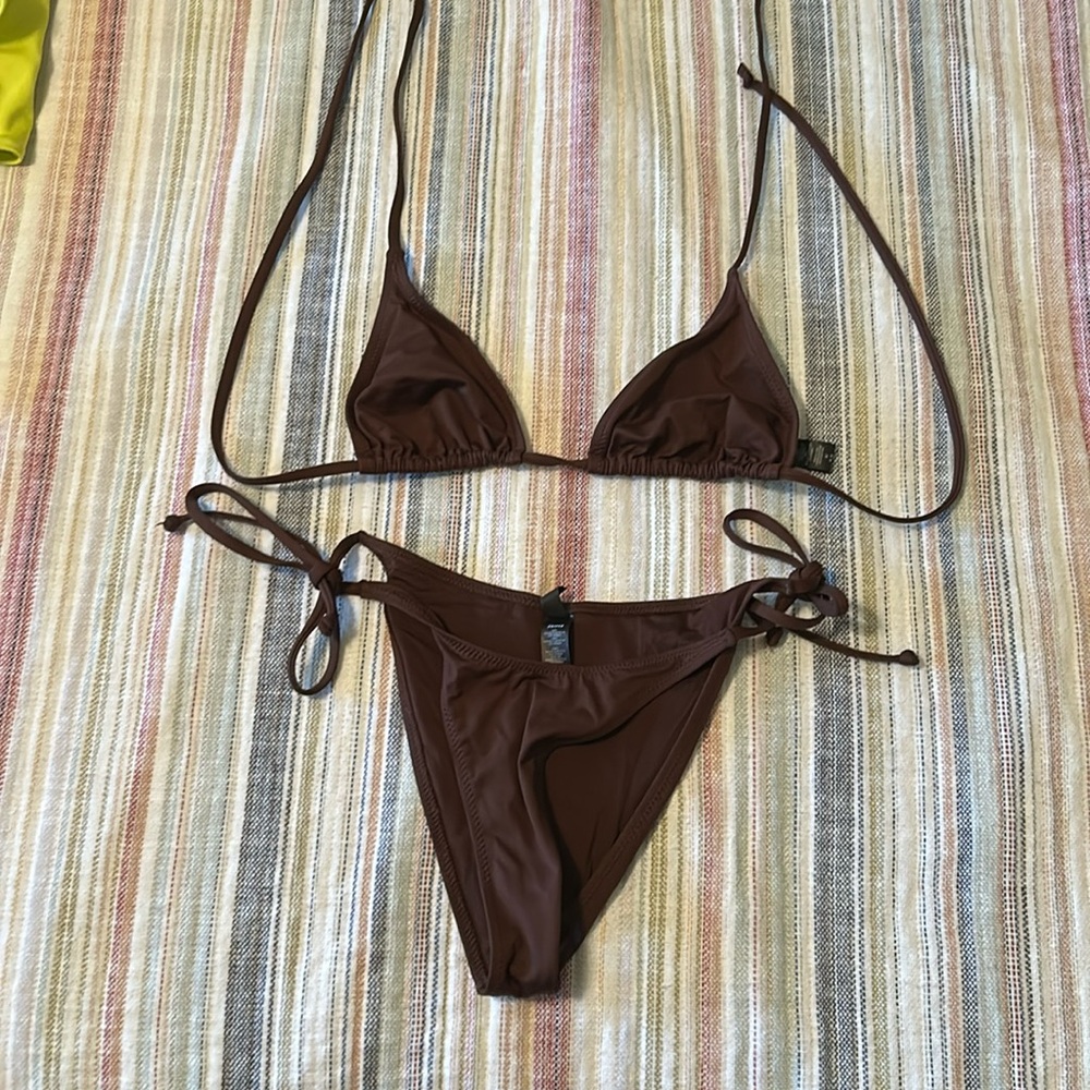SKIMS chocolate brown 2 piece swim suit!